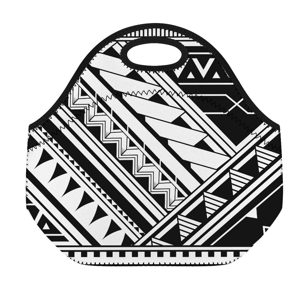 Maori Polynesian Tattoo Pattern Print Neoprene Lunch Bag