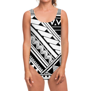 Maori Polynesian Tattoo Pattern Print One Piece Swimsuit