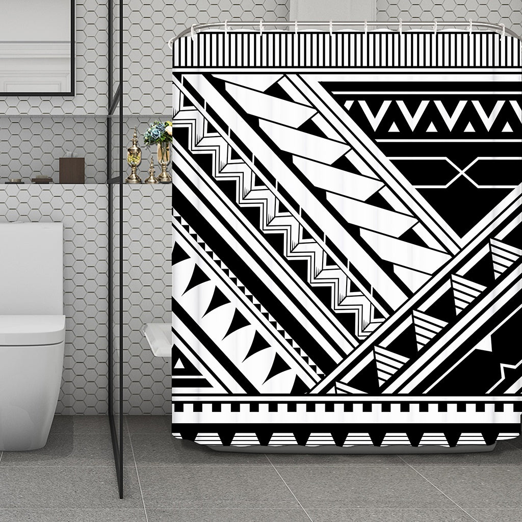 Maori Polynesian Tattoo Pattern Print Polyester Shower Curtain
