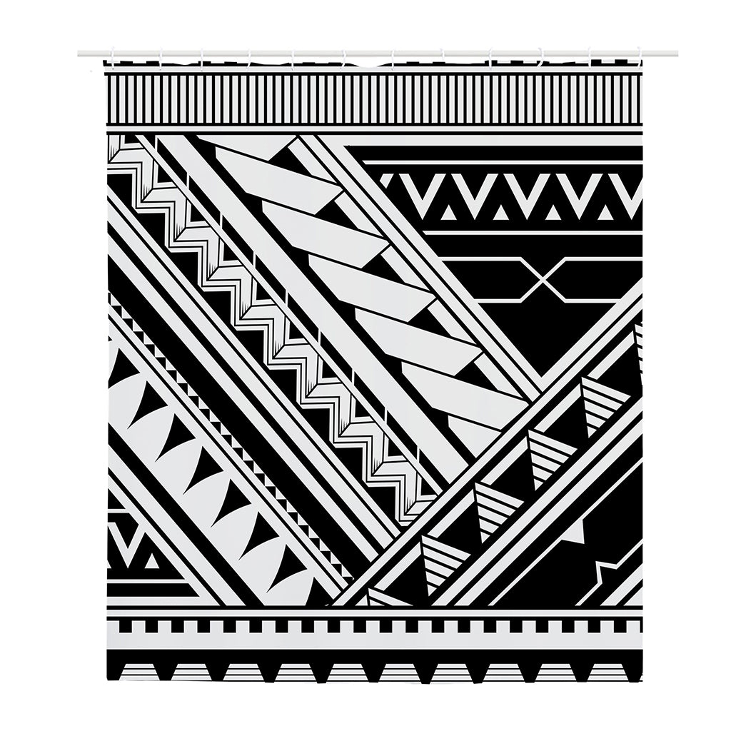 Maori Polynesian Tattoo Pattern Print Polyester Shower Curtain
