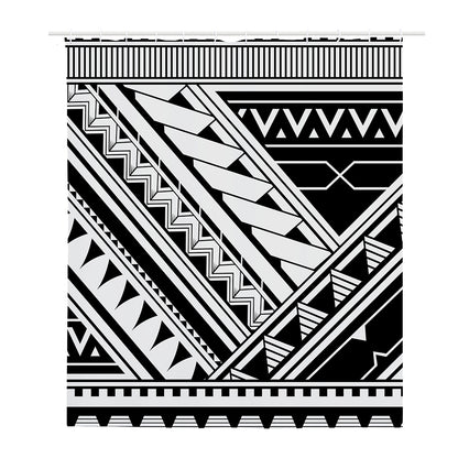 Maori Polynesian Tattoo Pattern Print Polyester Shower Curtain