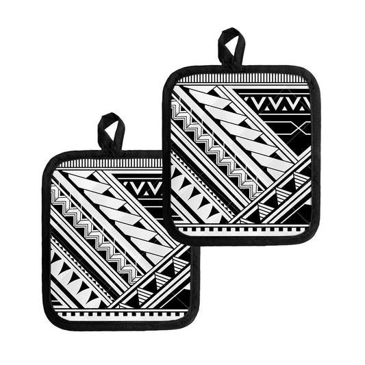 Maori Polynesian Tattoo Pattern Print Pot Holders