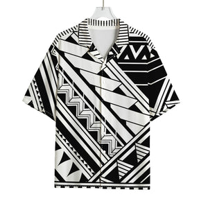 Maori Polynesian Tattoo Pattern Print Rayon Hawaiian Shirt