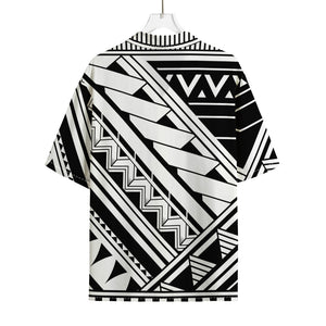 Maori Polynesian Tattoo Pattern Print Rayon Hawaiian Shirt