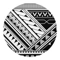 Maori Polynesian Tattoo Pattern Print Round Blanket