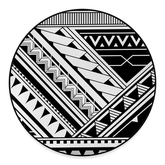 Maori Polynesian Tattoo Pattern Print Round Floor Mat