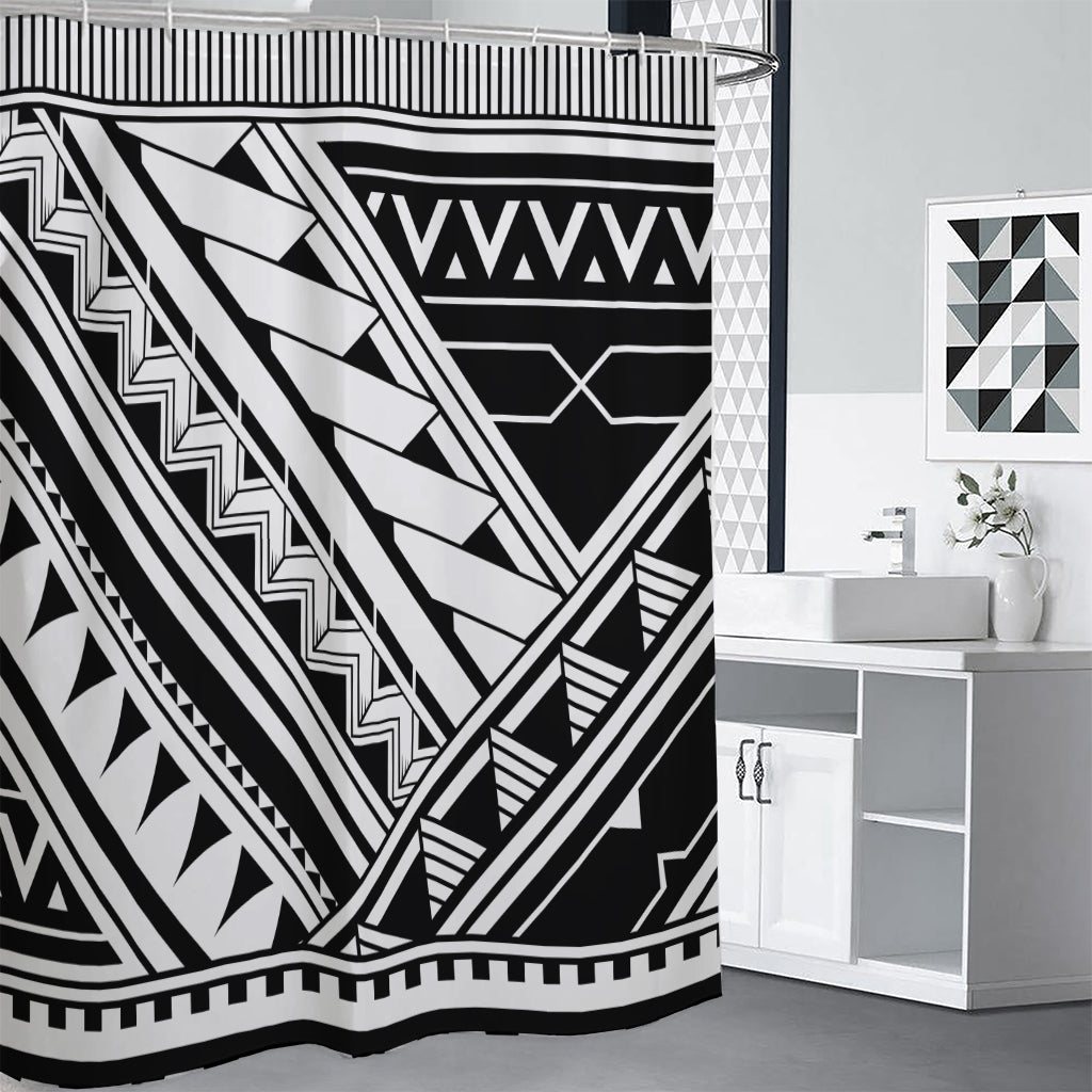 Maori Polynesian Tattoo Pattern Print Shower Curtain