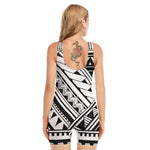 Maori Polynesian Tattoo Pattern Print Sleeveless One Piece Swimsuit