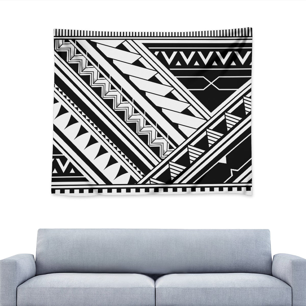 Maori Polynesian Tattoo Pattern Print Tapestry