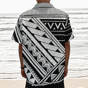 Maori Polynesian Tattoo Pattern Print Textured Short Sleeve Shirt