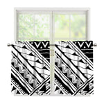 Maori Polynesian Tattoo Pattern Print Tier Curtains