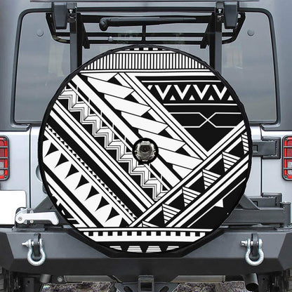 Maori Polynesian Tattoo Pattern Print Tire Cover With Camera Hole