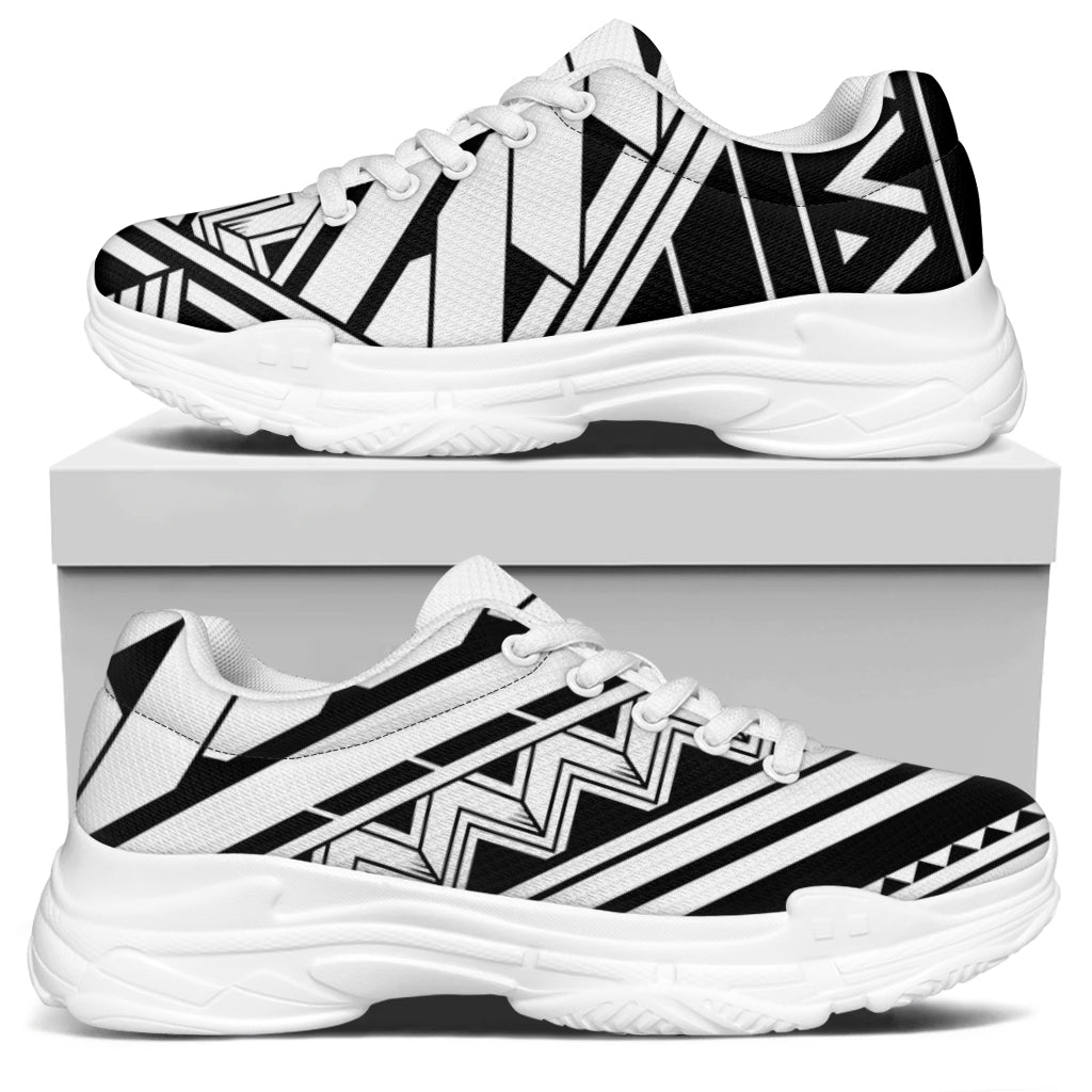 Maori Polynesian Tattoo Pattern Print White Chunky Shoes