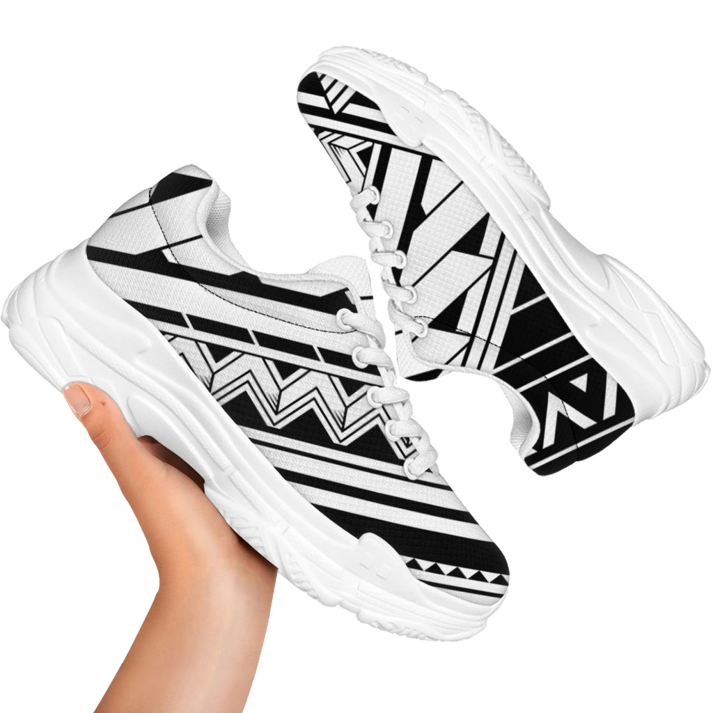 Maori Polynesian Tattoo Pattern Print White Chunky Shoes