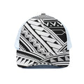 Maori Polynesian Tattoo Pattern Print White Mesh Trucker Hat