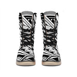 Maori Polynesian Tattoo Pattern Print Winter Boots