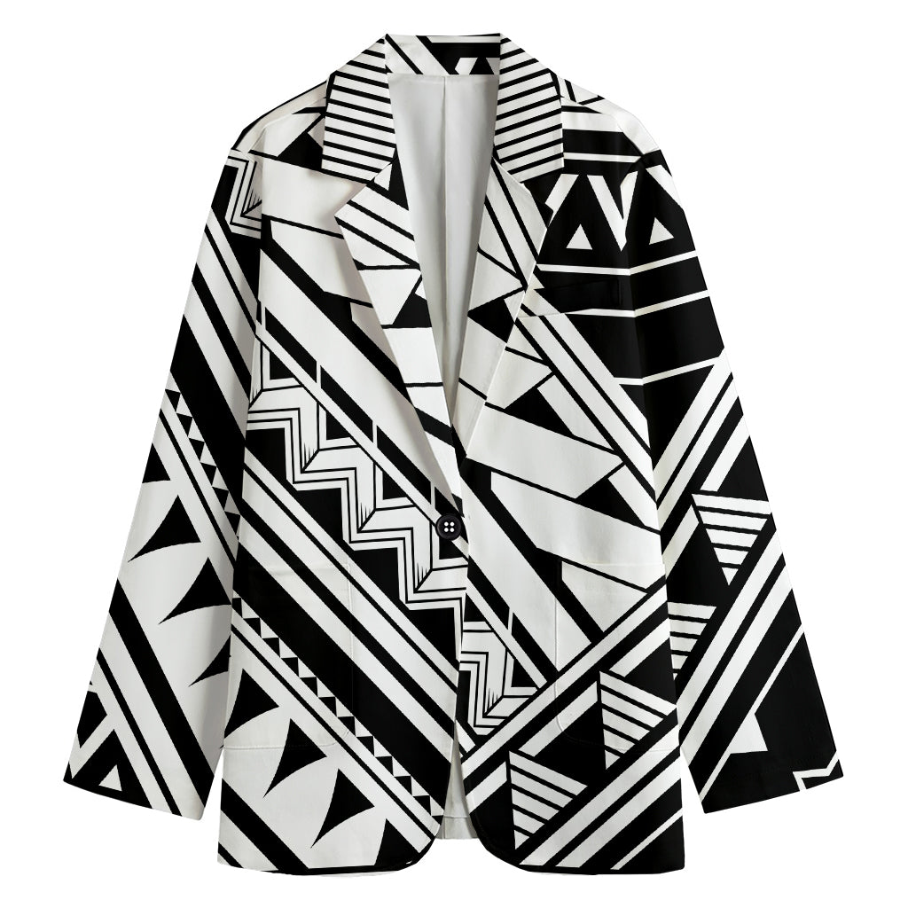 Maori Polynesian Tattoo Pattern Print Women's Blazer