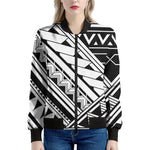 Maori Polynesian Tattoo Pattern Print Women's Bomber Jacket