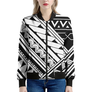 Maori Polynesian Tattoo Pattern Print Women's Bomber Jacket