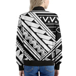 Maori Polynesian Tattoo Pattern Print Women's Bomber Jacket