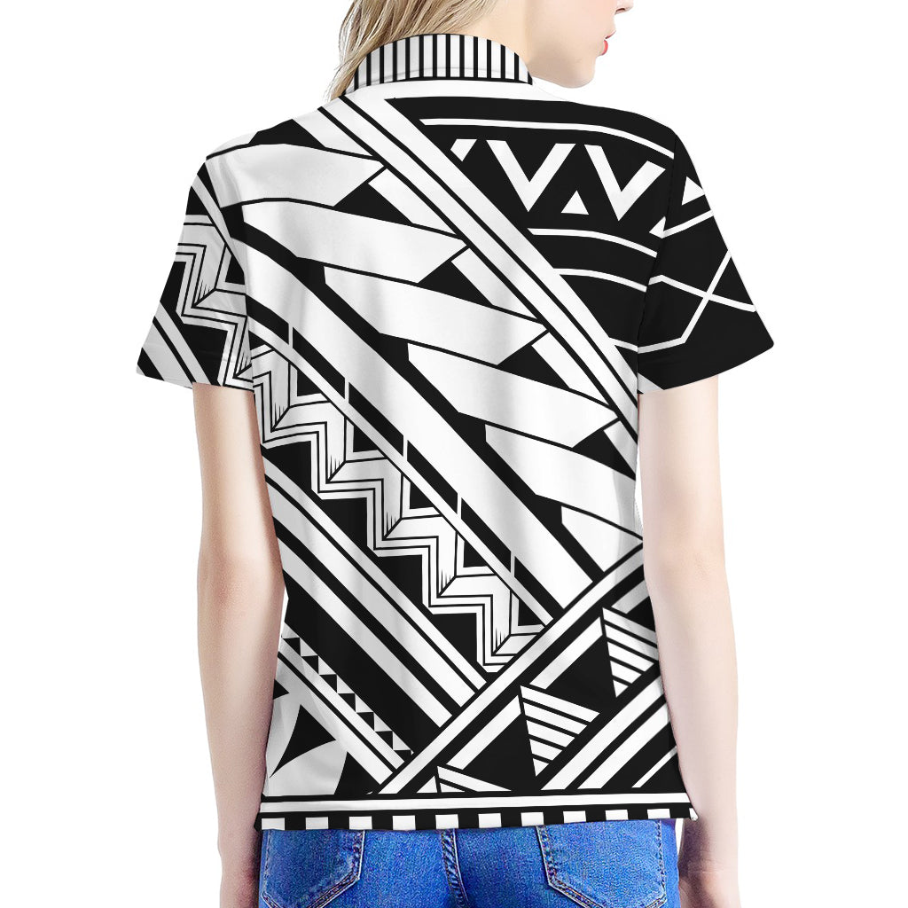 Maori Polynesian Tattoo Pattern Print Women's Polo Shirt