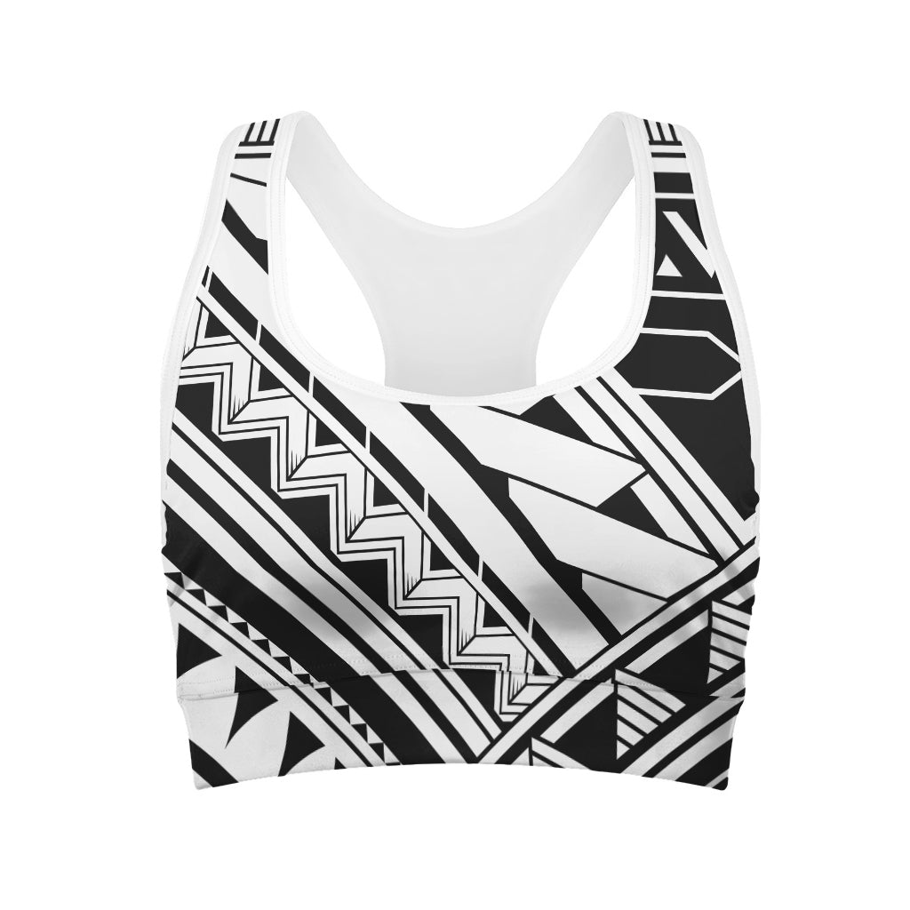 Maori Polynesian Tattoo Pattern Print Women's Sports Bra