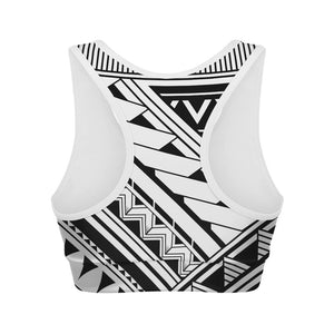 Maori Polynesian Tattoo Pattern Print Women's Sports Bra