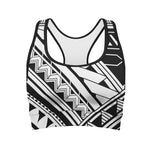 Maori Polynesian Tattoo Pattern Print Women's Sports Bra