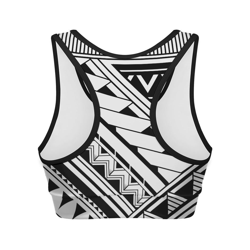 Maori Polynesian Tattoo Pattern Print Women's Sports Bra