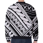 Maori Polynesian Tattoo Pattern Print Zip Sleeve Bomber Jacket