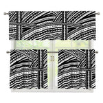 Maori Polynesian Tribal Tattoo Print 3 Piece Kitchen Curtains