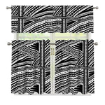 Maori Polynesian Tribal Tattoo Print 3 Piece Kitchen Curtains