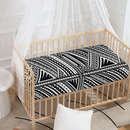 Maori Polynesian Tribal Tattoo Print Baby Crib Sheet