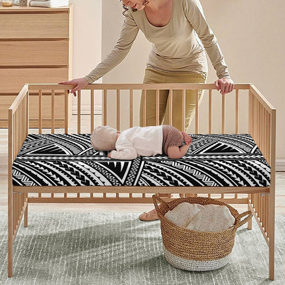 Maori Polynesian Tribal Tattoo Print Baby Crib Sheet