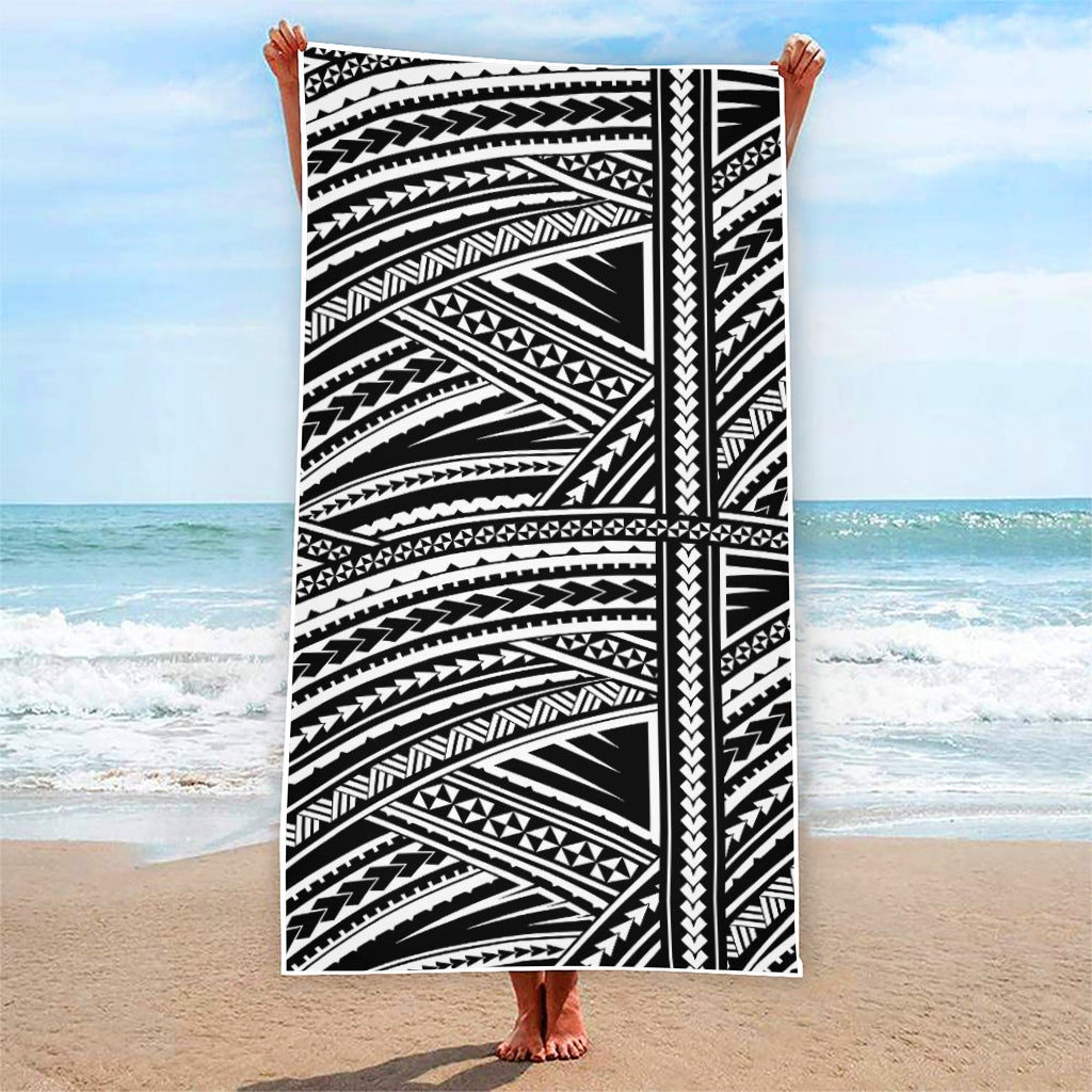 Maori Polynesian Tribal Tattoo Print Beach Towel