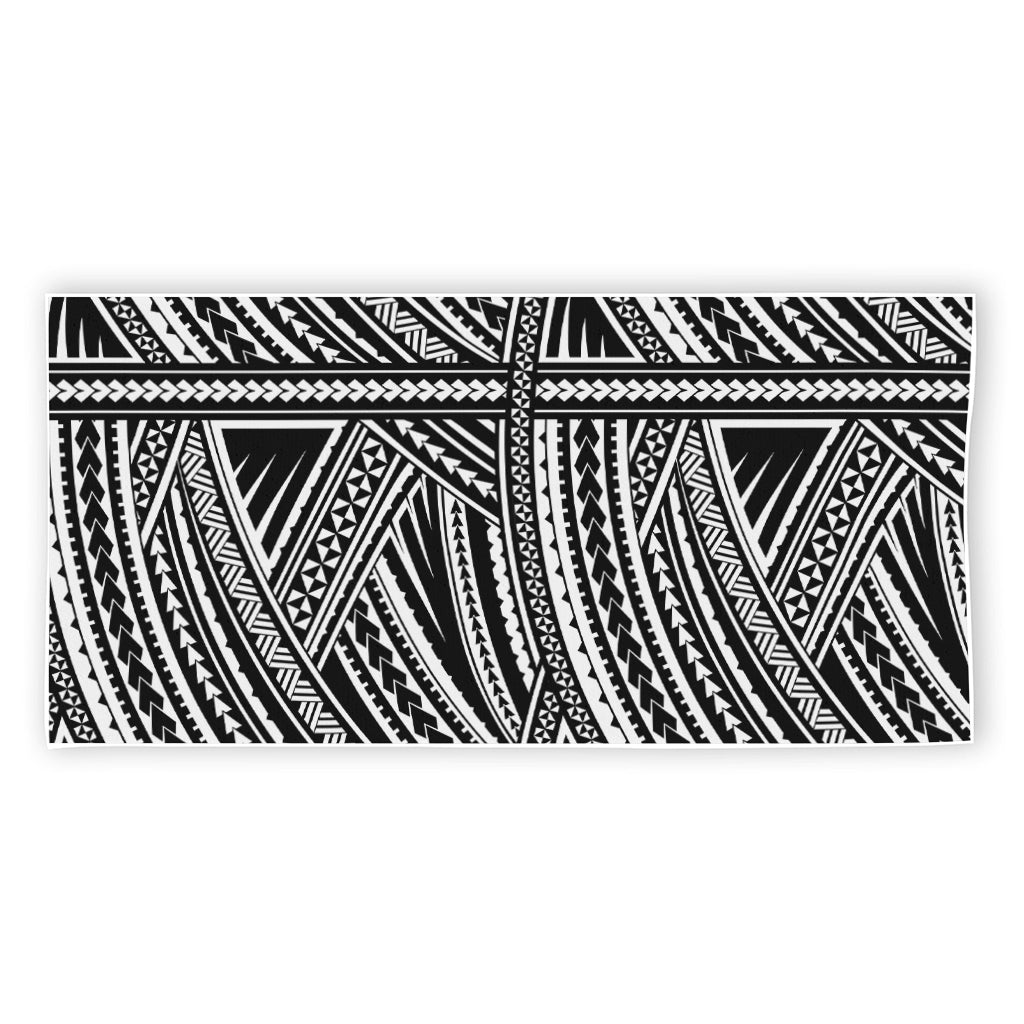 Maori Polynesian Tribal Tattoo Print Beach Towel