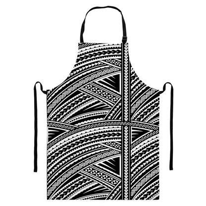 Maori Polynesian Tribal Tattoo Print Bib Apron With Pocket