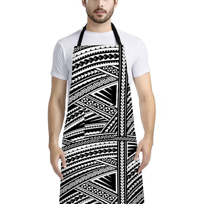 Maori Polynesian Tribal Tattoo Print Bib Apron With Pocket