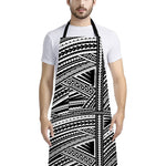 Maori Polynesian Tribal Tattoo Print Bib Apron With Pocket