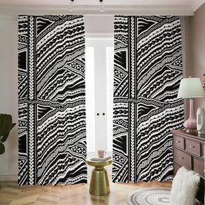 Maori Polynesian Tribal Tattoo Print Blackout Pencil Pleat Curtains