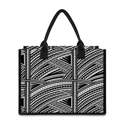 Maori Polynesian Tribal Tattoo Print Canvas Tote Bag