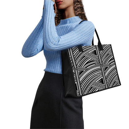 Maori Polynesian Tribal Tattoo Print Canvas Tote Bag