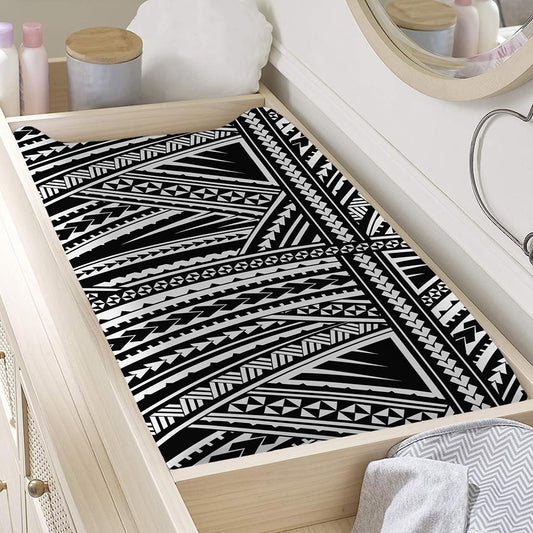 Maori Polynesian Tribal Tattoo Print Changing Pad Cover