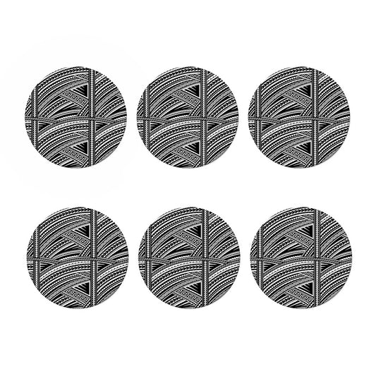 Maori Polynesian Tribal Tattoo Print Coaster Set