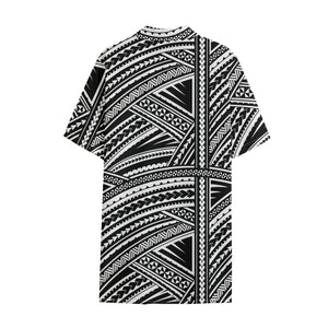 Maori Polynesian Tribal Tattoo Print Cotton Hawaiian Shirt