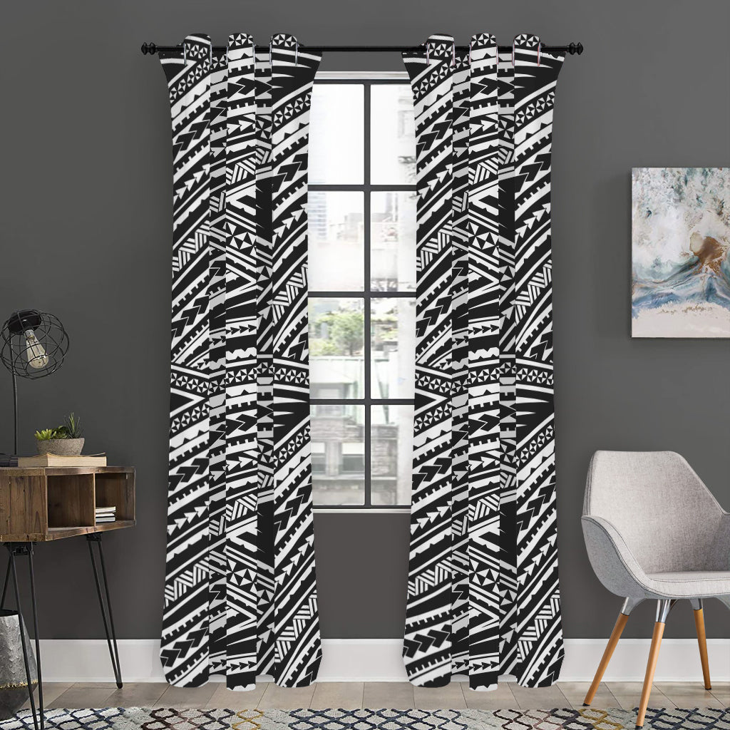 Maori Polynesian Tribal Tattoo Print Curtain