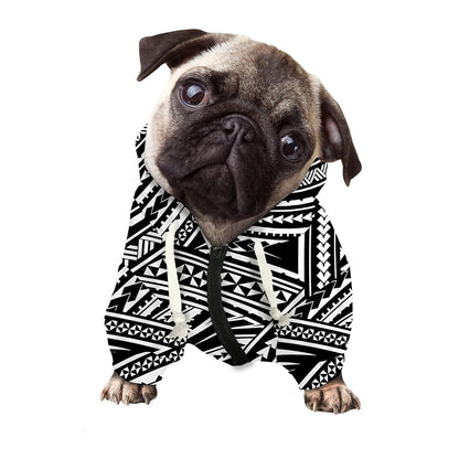 Maori Polynesian Tribal Tattoo Print Dog Zip Up Hoodie