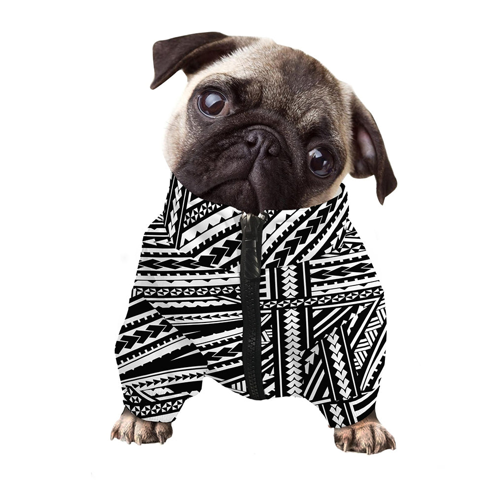 Maori Polynesian Tribal Tattoo Print Dog Zip Up Jacket