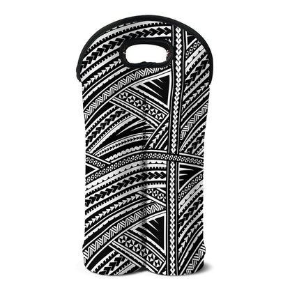 Maori Polynesian Tribal Tattoo Print Double Neoprene Wine Tote