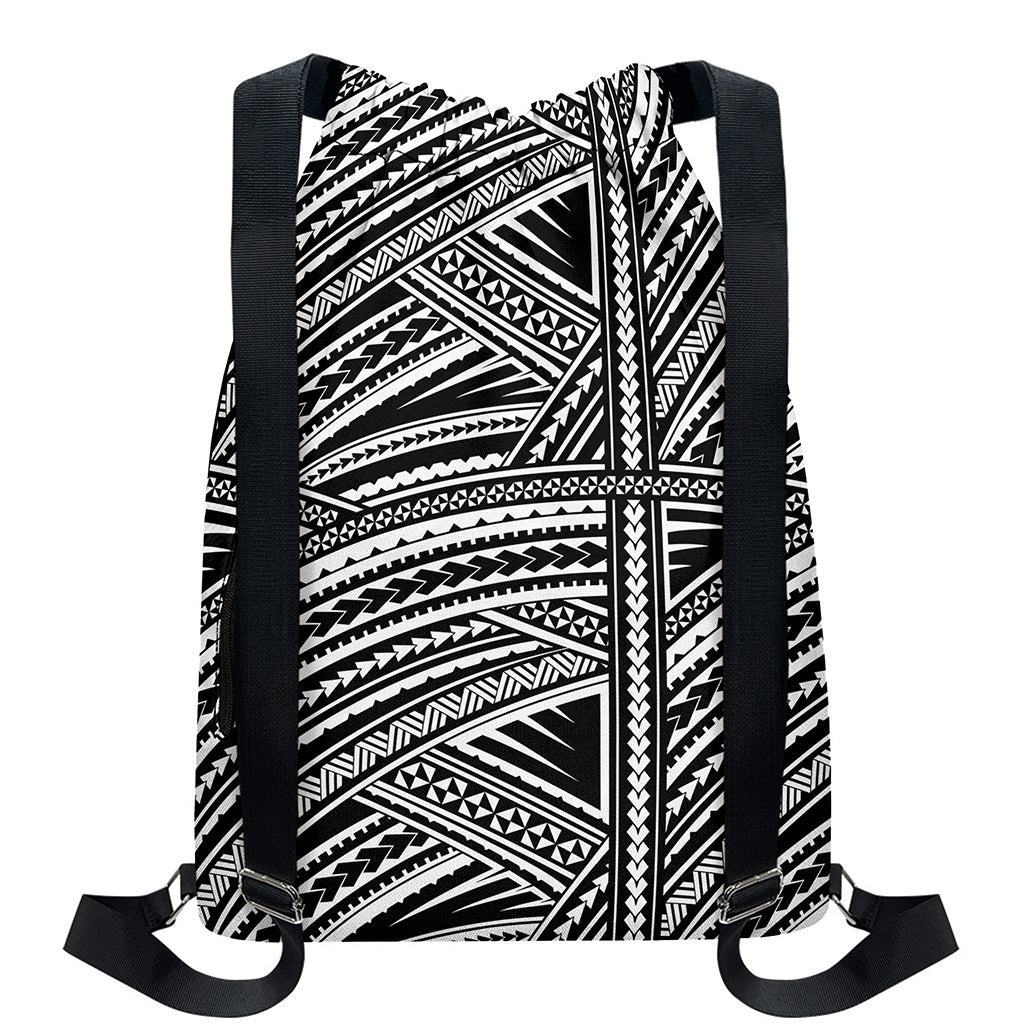 Maori Polynesian Tribal Tattoo Print Drawstring Backpack